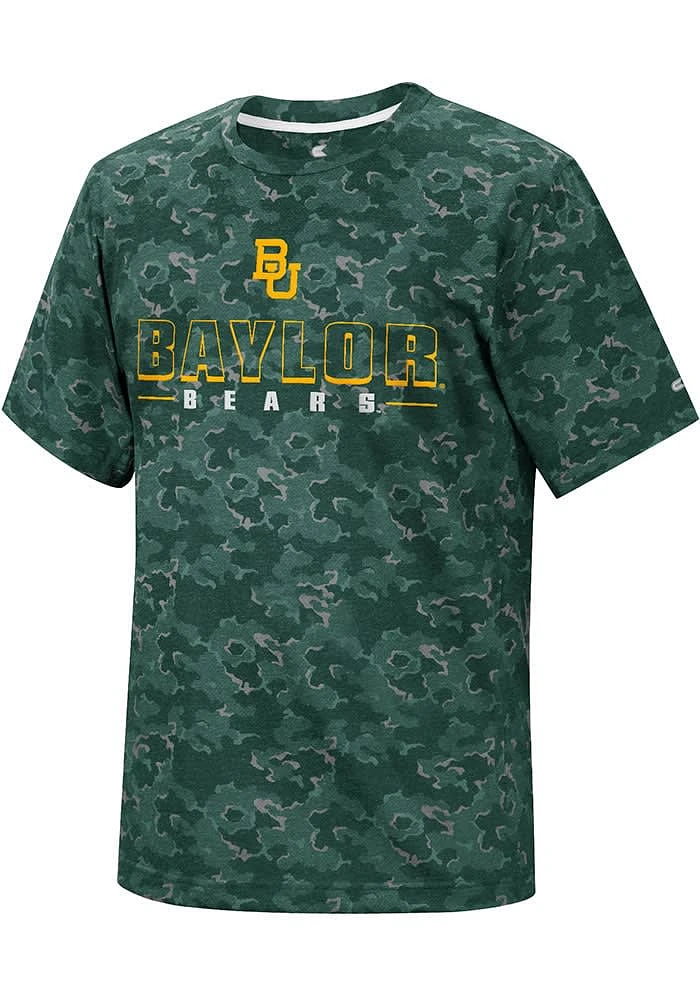 Colosseum Baylor Bears Green Pyrotechnics Camo Short Sleeve T Shirt
