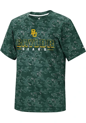 Colosseum Baylor Bears Green Pyrotechnics Camo Short Sleeve T Shirt