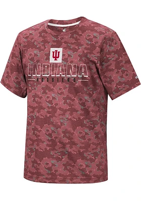 Colosseum Indiana Hoosiers Cardinal Pyrotechnics Camo Short Sleeve T Shirt
