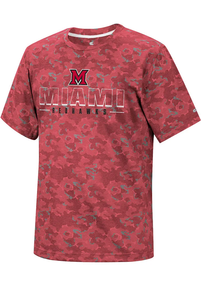 Colosseum Miami RedHawks Red Pyrotechnics Camo Short Sleeve T Shirt