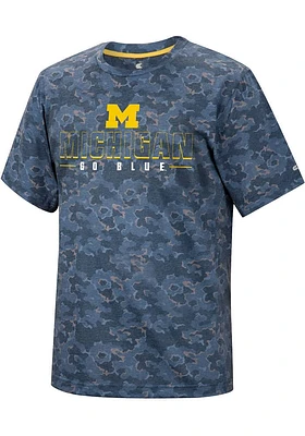 Colosseum Michigan Wolverines Blue Pyrotechnics Camo Short Sleeve T Shirt