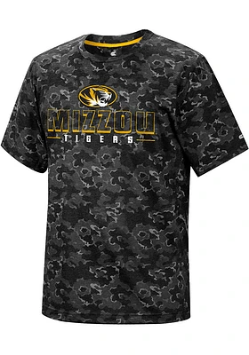 Colosseum Missouri Tigers Black Pyrotechnics Camo Short Sleeve T Shirt