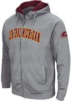 Colosseum Central Michigan Chippewas Mens Grey Henry Fleece Long Sleeve Full Zip Jacket