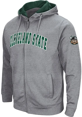 Colosseum Cleveland State Vikings Mens Grey Henry Fleece Long Sleeve Full Zip Jacket