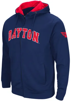 Colosseum Dayton Flyers Mens Navy Blue Henry Fleece Long Sleeve Full Zip Jacket