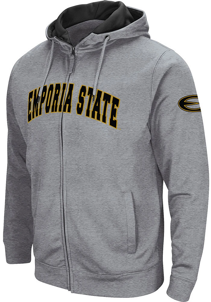 Colosseum Emporia State Hornets Mens Grey Henry Fleece Long Sleeve Full Zip Jacket