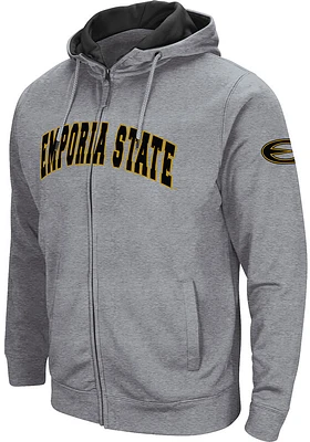Colosseum Emporia State Hornets Mens Grey Henry Fleece Long Sleeve Full Zip Jacket