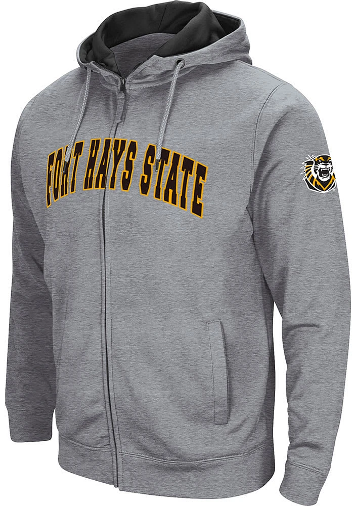 Colosseum Fort Hays State Tigers Mens Grey Henry Fleece Long Sleeve Full Zip Jacket