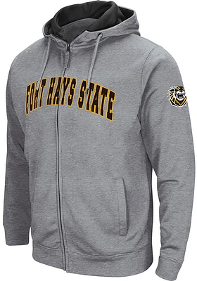 Colosseum Fort Hays State Tigers Mens Grey Henry Fleece Long Sleeve Full Zip Jacket
