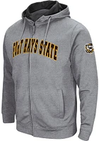 Colosseum Fort Hays State Tigers Mens Grey Henry Fleece Long Sleeve Full Zip Jacket