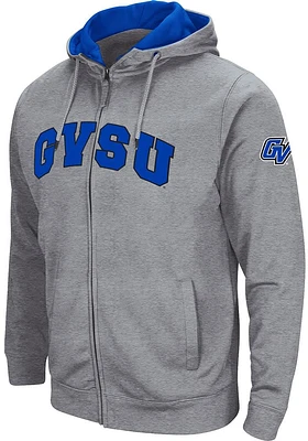 Colosseum Grand Valley State Lakers Mens Grey Henry Fleece Long Sleeve Full Zip Jacket