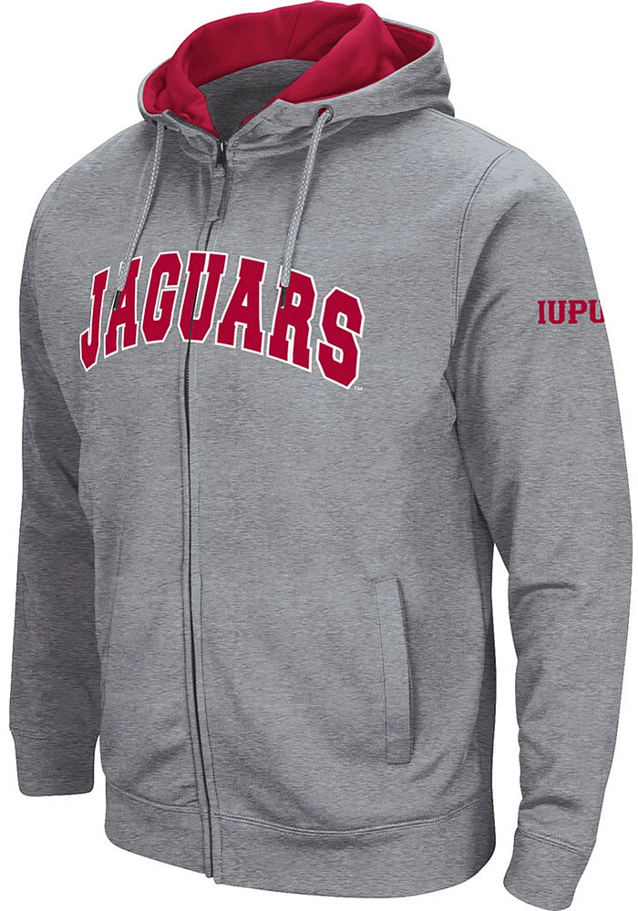 Colosseum IUPUI Jaguars Mens Grey Henry Fleece Long Sleeve Full Zip Jacket