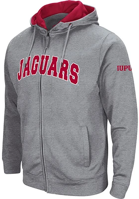 Colosseum IUPUI Jaguars Mens Grey Henry Fleece Long Sleeve Full Zip Jacket