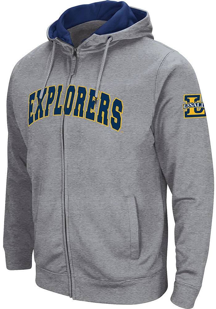 Colosseum La Salle Explorers Mens Grey Henry Fleece Long Sleeve Full Zip Jacket