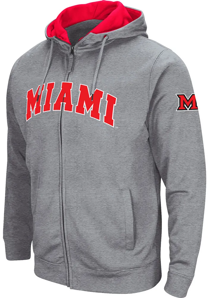 Colosseum Miami RedHawks Mens Henry Fleece Long Sleeve Full Zip Jacket