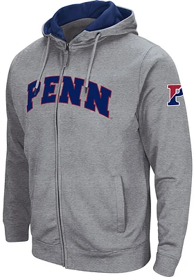 Colosseum Pennsylvania Quakers Mens Grey Henry Fleece Long Sleeve Full Zip Jacket