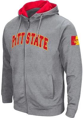 Colosseum Pitt State Gorillas Mens Grey Henry Fleece Long Sleeve Full Zip Jacket