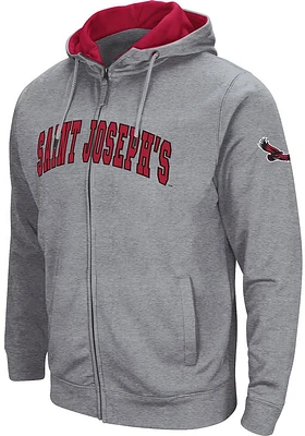 Colosseum Saint Josephs Hawks Mens Grey Henry Fleece Long Sleeve Full Zip Jacket