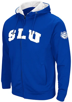 Colosseum Saint Louis Billikens Mens Blue Henry Fleece Long Sleeve Full Zip Jacket