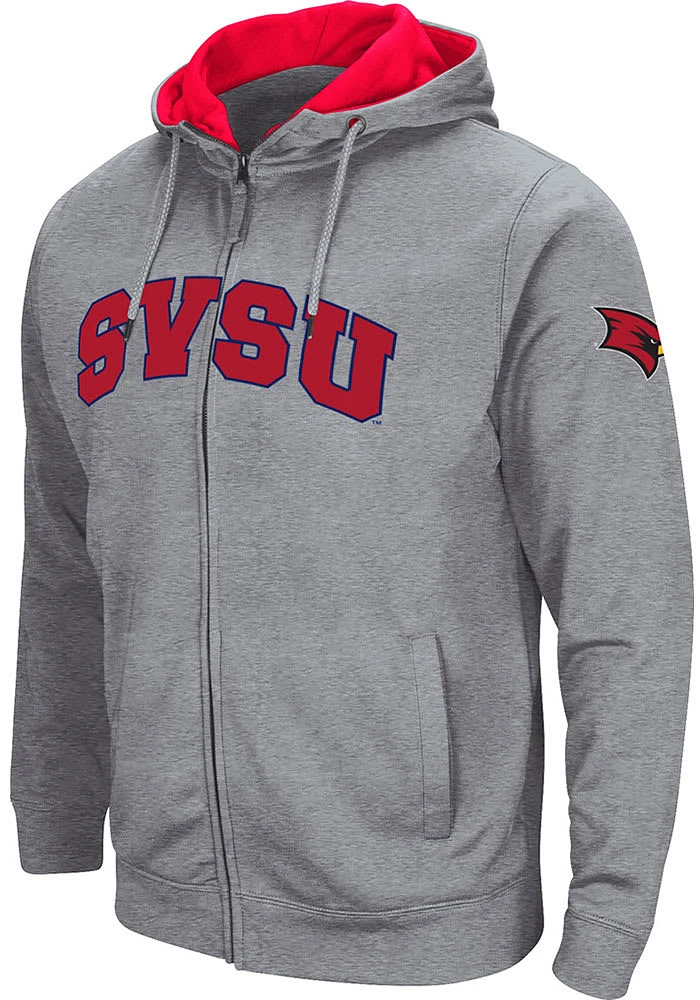 Colosseum Saginaw Valley State Cardinals Mens Grey Henry Fleece Long Sleeve Full Zip Jacket