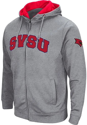 Colosseum Saginaw Valley State Cardinals Mens Grey Henry Fleece Long Sleeve Full Zip Jacket