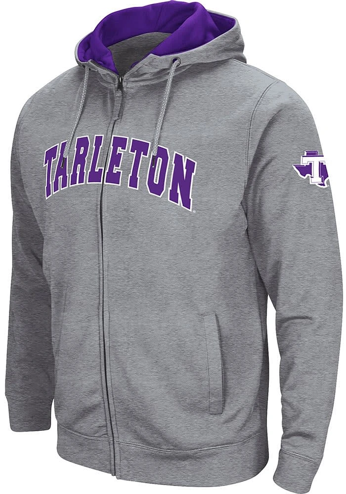 Colosseum Tarleton State Texans Mens Grey Henry Fleece Long Sleeve Full Zip Jacket