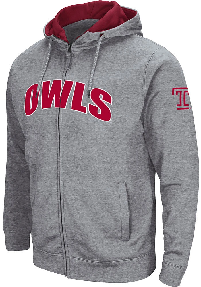 Colosseum Temple Owls Mens Henry Fleece Long Sleeve Full Zip Jacket