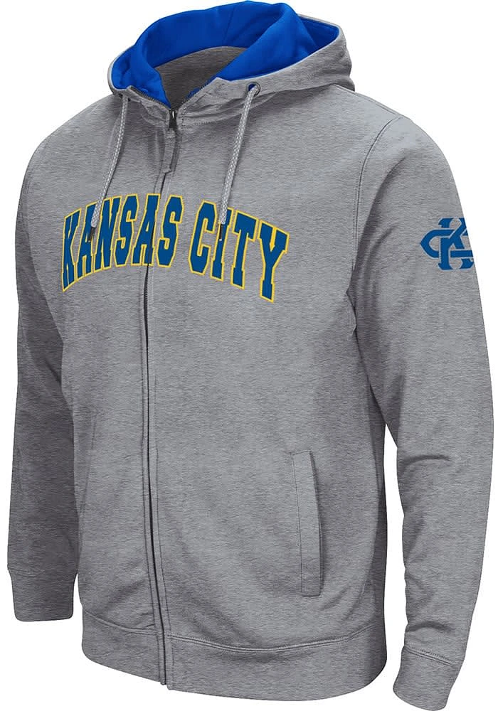 Colosseum UMKC Roos Mens Grey Henry Fleece Long Sleeve Full Zip Jacket