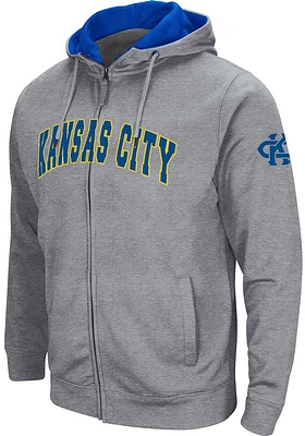 Colosseum UMKC Roos Mens Grey Henry Fleece Long Sleeve Full Zip Jacket