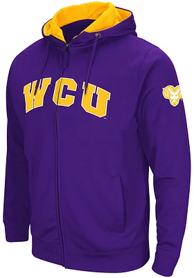 Colosseum West Chester Golden Rams Mens Purple Henry Fleece Long Sleeve Full Zip Jacket