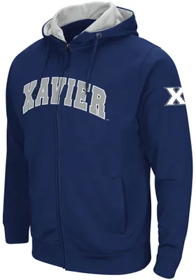 Colosseum Xavier Musketeers Mens Navy Blue Henry Fleece Long Sleeve Full Zip Jacket