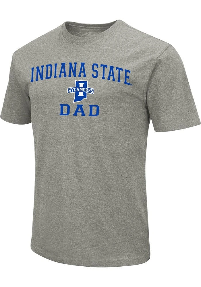Colosseum Indiana State Sycamores Grey Dad Number One Short Sleeve T Shirt