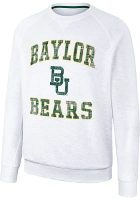 Colosseum Baylor Bears Mens White Reggie Long Sleeve Crew Sweatshirt