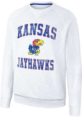 Colosseum Kansas Jayhawks Mens Reggie Long Sleeve Crew Sweatshirt