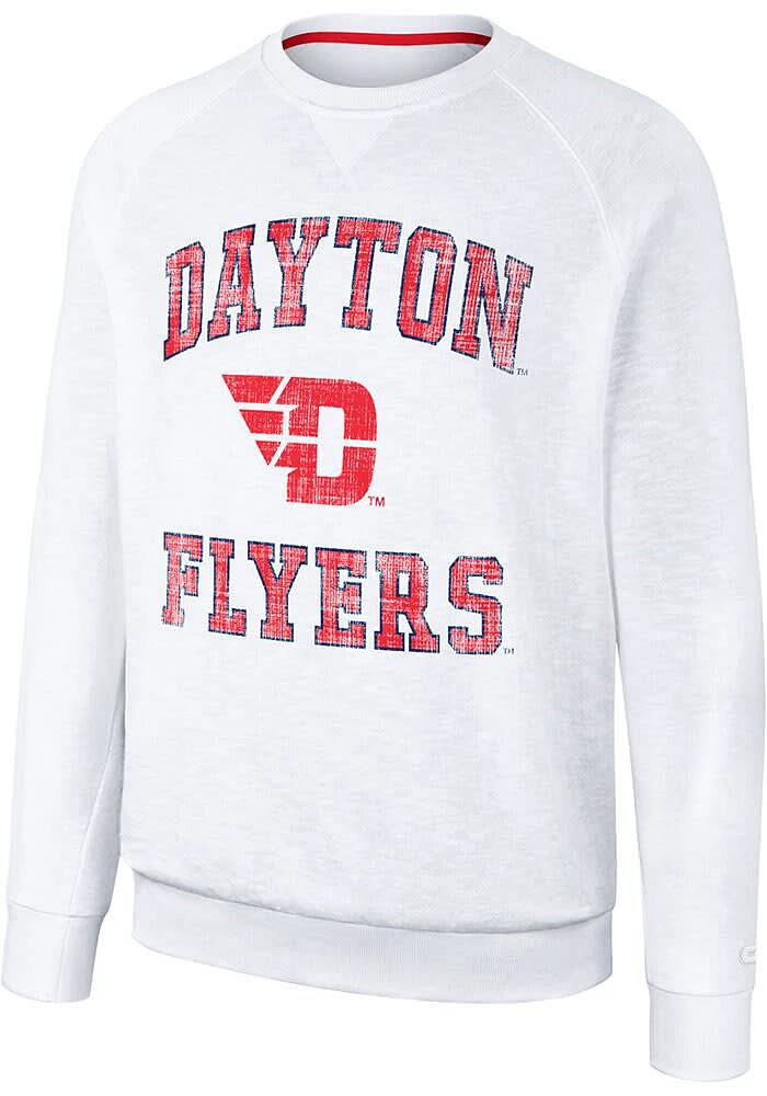 Colosseum Dayton Flyers Mens White Reggie Long Sleeve Crew Sweatshirt