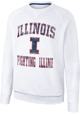 Colosseum Illinois Fighting Illini Mens White Reggie Long Sleeve Crew Sweatshirt