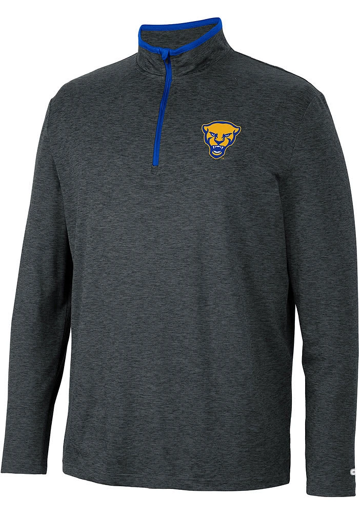 Colosseum Pitt Panthers Mens Black Tiger Long Sleeve Qtr Zip Pullover