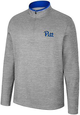 Colosseum Pitt Panthers Mens Grey Chase Long Sleeve Qtr Zip Pullover