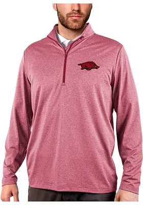 Antigua Arkansas Razorbacks Mens Crimson Rally Long Sleeve Qtr Zip Pullover