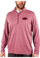 Antigua Arkansas Razorbacks Mens Crimson Rally Long Sleeve Qtr Zip Pullover