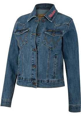 Wrangler Oklahoma Sooners Womens Blue Classic Denim Light Weight Jacket