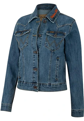 Wrangler Oklahoma State Cowboys Womens Blue Classic Denim Light Weight Jacket