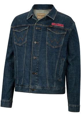 Wrangler Oklahoma Sooners Mens Blue Retro Denim Light Weight Jacket