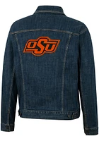 Wrangler Oklahoma State Cowboys Mens Blue Retro Denim Light Weight Jacket