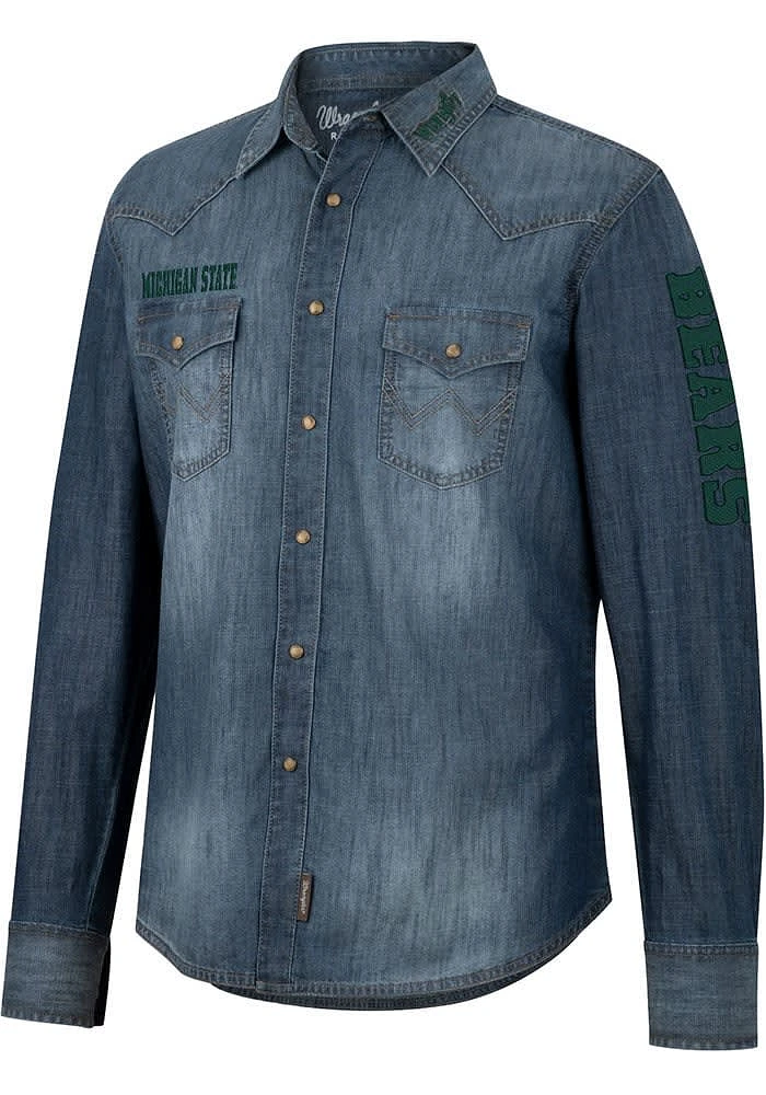 Wrangler Baylor Bears Mens Blue Western Snap Long Sleeve Dress Shirt