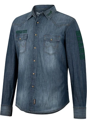 Wrangler Baylor Bears Mens Blue Western Snap Long Sleeve Dress Shirt