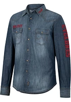Wrangler Iowa State Cyclones Mens Blue Western Snap Long Sleeve Dress Shirt