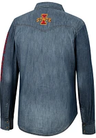Wrangler Iowa State Cyclones Mens Blue Western Snap Long Sleeve Dress Shirt