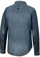 Wrangler Michigan State Spartans Mens Blue Western Snap Long Sleeve Dress Shirt