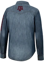 Wrangler Texas A&M Aggies Mens Blue Western Snap Long Sleeve Dress Shirt